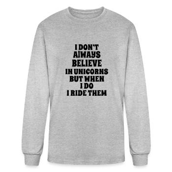 Unicorn Funny Shirt - Men's Long Sleeve T-Shirt - heather gray - Front