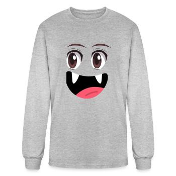 Anime Eyes Mouth - Men's Long Sleeve T-Shirt - heather gray - Front