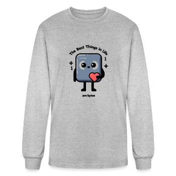 The Best Things in Life Are Bytes - Men's Long Sleeve T-Shirt - heather gray - Front