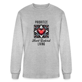 Prioritize Heart-Centered Living - Men's Long Sleeve T-Shirt - heather gray - Front