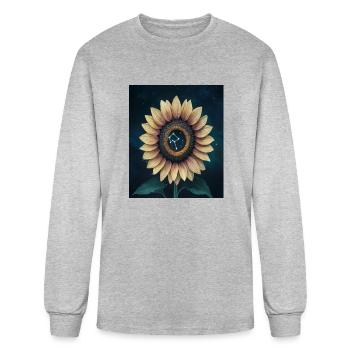 Celestial Sunflower t-shirt - Men's Long Sleeve T-Shirt - heather gray - Front