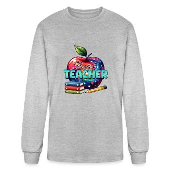blessed teacher - Men's Long Sleeve T-Shirt - heather gray - Front