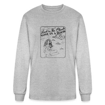 HEAD IN THE CLOUDS NOSE IN A BOOK - Men's Long Sleeve T-Shirt - heather gray - Front