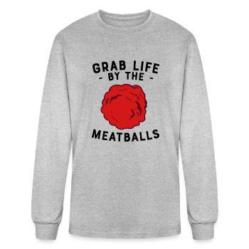 Grab Life By The Meatballs - Men's Long Sleeve T-Shirt - heather gray - Front