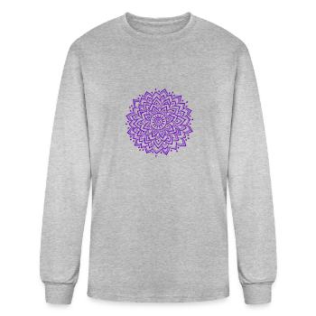 Mandala violet - T-shirt à manches longues Homme - gris chiné - Devant
