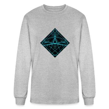 Rhombus with turquoise ornament. #illustration - Men's Long Sleeve T-Shirt - heather gray - Front