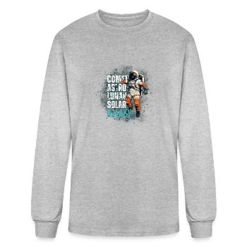 Astronaut Galaxy Space Graphic T-Shirt - Men's Long Sleeve T-Shirt - heather gray - Front
