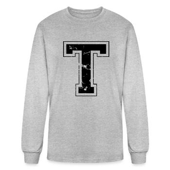 Initial Letter T - Men's Long Sleeve T-Shirt - heather gray - Front