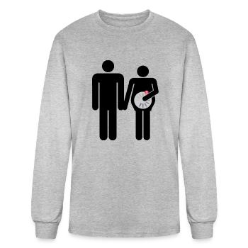 Triplés Grossesse Faire-part Naissance - T-shirt à manches longues Homme - gris chiné - Devant