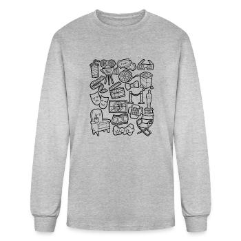 Cinema Doodles Movies Screen Popcorn - Men's Long Sleeve T-Shirt - heather gray - Front
