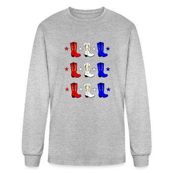 Red White Blue Cowboy - Men's Long Sleeve T-Shirt - heather gray - Front