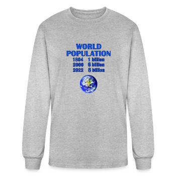 WORLD POPULATION - Men's Long Sleeve T-Shirt - heather gray - Front