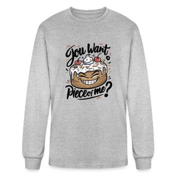 Cake You want a piece of me - Men's Long Sleeve T-Shirt - heather gray - Front