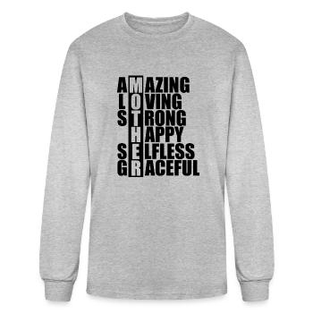 Mother Acronym Amazing Loving Strong Happy - Men's Long Sleeve T-Shirt - heather gray - Front