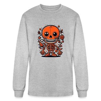 Clipart squelette - T-shirt à manches longues Homme - gris chiné - Devant