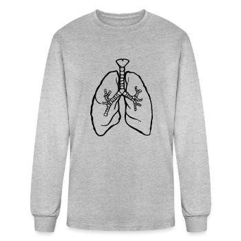 LUNGS breathe breath lung rough - Men's Long Sleeve T-Shirt - heather gray - Front
