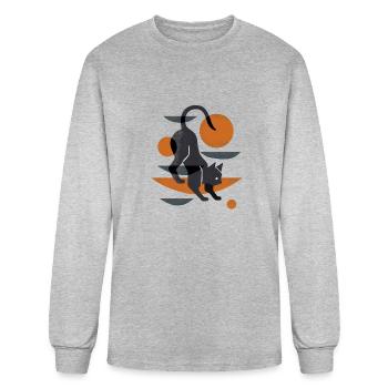 Cat At Play - Men's Long Sleeve T-Shirt - heather gray - Front
