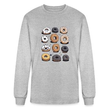 Clipart de beignets - T-shirt à manches longues Homme - gris chiné - Devant