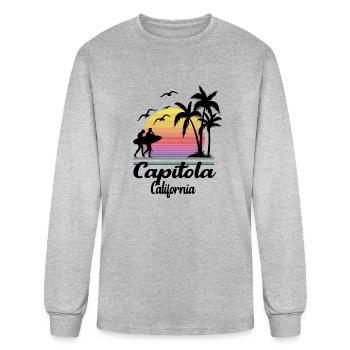 Capitola California Seaside Retro Sunset - Men's Long Sleeve T-Shirt - heather gray - Front