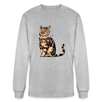 Cat Smoking - Men's Long Sleeve T-Shirt - heather gray - Front