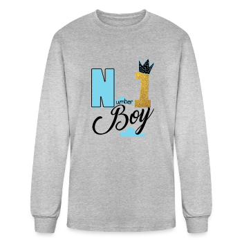 Number One Boy - Men's Long Sleeve T-Shirt - heather gray - Front