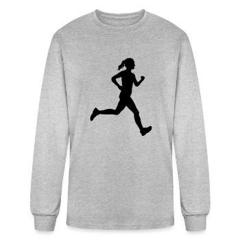 Girl woman running - Men's Long Sleeve T-Shirt - heather gray - Front