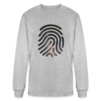 Fingerprint with galaxy to fill - Men's Long Sleeve T-Shirt - heather gray - Front