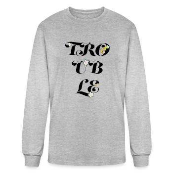Trouble green - Men's Long Sleeve T-Shirt - heather gray - Front