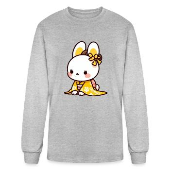 Lapin Geisha Jaune - T-shirt à manches longues Homme - gris chiné - Devant