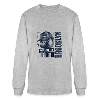 welcome to the ghetto broklyn gorilla ape - Men's Long Sleeve T-Shirt - heather gray - Front
