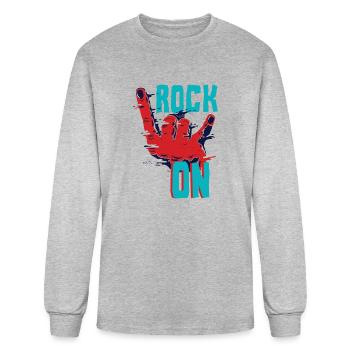 Rock On Hand - Men's Long Sleeve T-Shirt - heather gray - Front