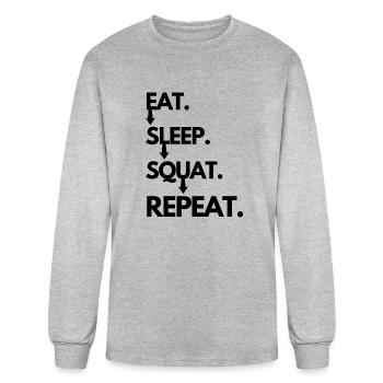 Eat Sleep Squat Repeat, motivational squats quotes - Men's Long Sleeve T-Shirt - heather gray - Front