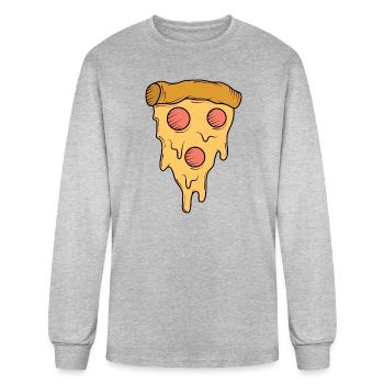 Melting Pepperoni Pizza Slice - Men's Long Sleeve T-Shirt - heather gray - Front