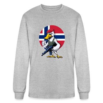Norway Swan Trooper Cartoon - Men's Long Sleeve T-Shirt - heather gray - Front