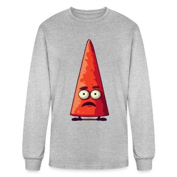 Funny Face Cartoon Cone Head - Men's Long Sleeve T-Shirt - heather gray - Front