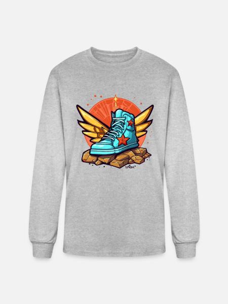 Sneaker Heaven with Wings - Men's Long Sleeve T-Shirt - heather gray