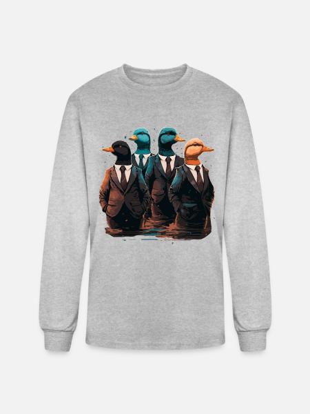 Funny Ducks in Suits - Men's Long Sleeve T-Shirt - heather gray