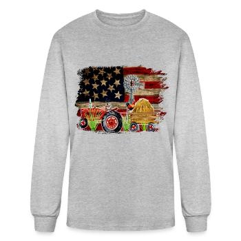 Farm sublimation Farm USA Flag Patriotic Farming - Men's Long Sleeve T-Shirt - heather gray - Front