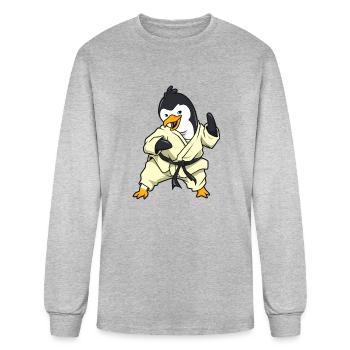 Comic Pinguin Does Karate - Men's Long Sleeve T-Shirt - heather gray - Front