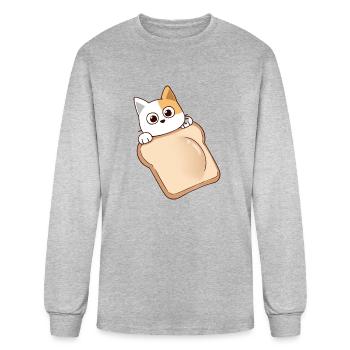 bread cat - Men's Long Sleeve T-Shirt - heather gray - Front