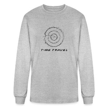 Time Travel T Shirt - Men's Long Sleeve T-Shirt - heather gray - Front