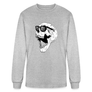 Rock and Roll Skull - Men's Long Sleeve T-Shirt - heather gray - Front