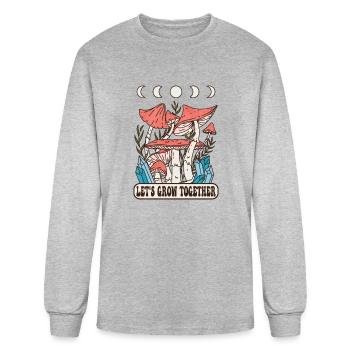 Let s Grow Together Mushrooms Moon Phase Crystals - Men's Long Sleeve T-Shirt - heather gray - Front