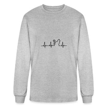 Cat Heartbeat Fitted Scoop - Men's Long Sleeve T-Shirt - heather gray - Front