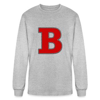 B Initial Letter Patch - Men's Long Sleeve T-Shirt - heather gray - Front