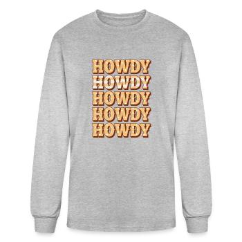Vintage Howdy Southern Saying Country Lover - Men's Long Sleeve T-Shirt - heather gray - Front