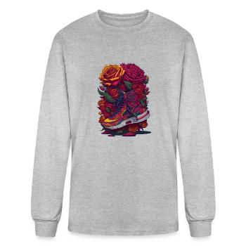 Sneaker Sneakers Shoes With Roses Rose - Men's Long Sleeve T-Shirt - heather gray - Front