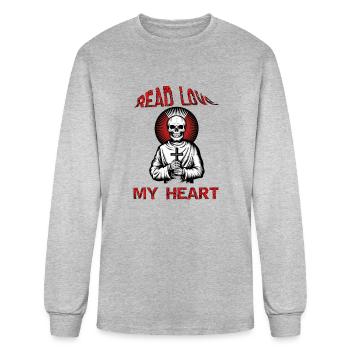 a skull wearing a robe holding a cross T Shirt 2 - Men's Long Sleeve T-Shirt - heather gray - Front