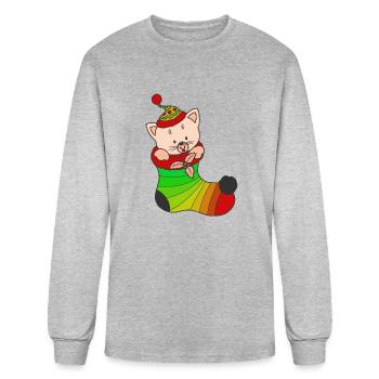 Little Cat in a Bit Sock - Men's Long Sleeve T-Shirt - heather gray - Front
