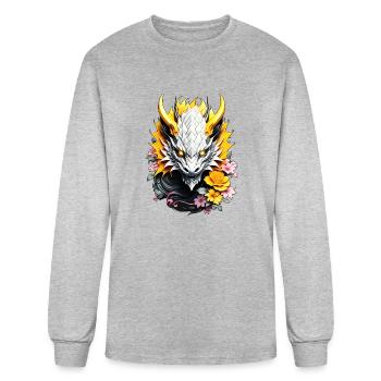 Dragon Jaune - T-shirt à manches longues Homme - gris chiné - Devant